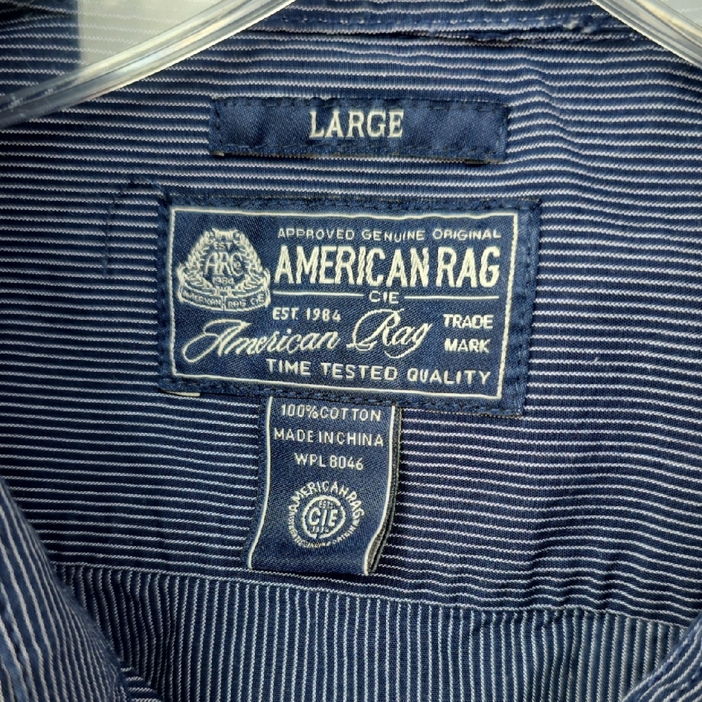 American Rag Blue Patterned Button Down Shirt - image 2